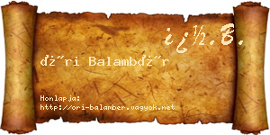 Őri Balambér névjegykártya